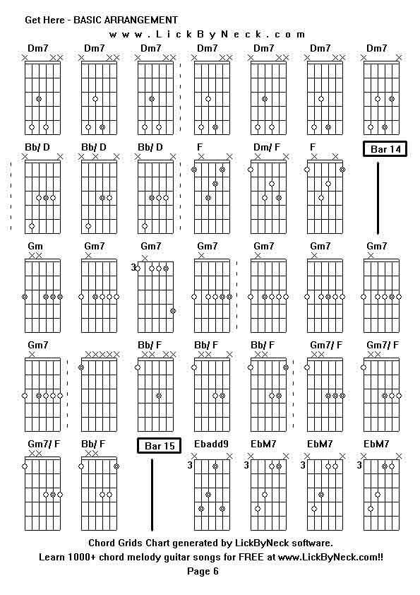 Chord Grids Chart of chord melody fingerstyle guitar song-Get Here - BASIC ARRANGEMENT,generated by LickByNeck software.